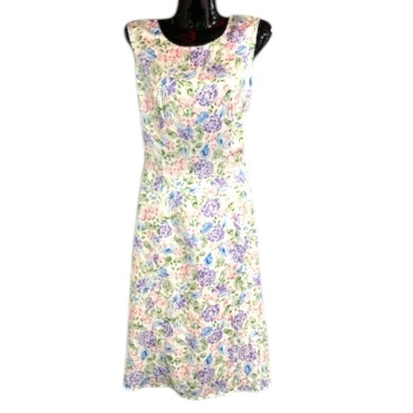 Norm Thompson Vintage Silk Blend Sleeveless Cottage Core Soft Girl Dress Sz 8 P - Picture 1 of 6